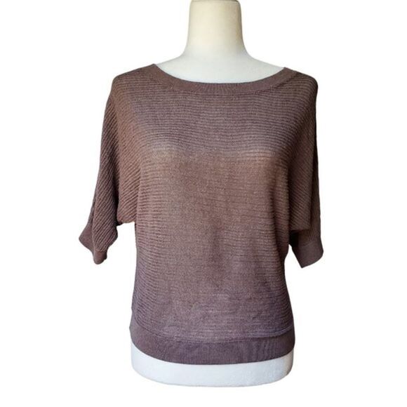 ✨ HP✨Express Mesh Dolman Open Stitch Knit Brown Sweater✨ - Picture 2 of 6